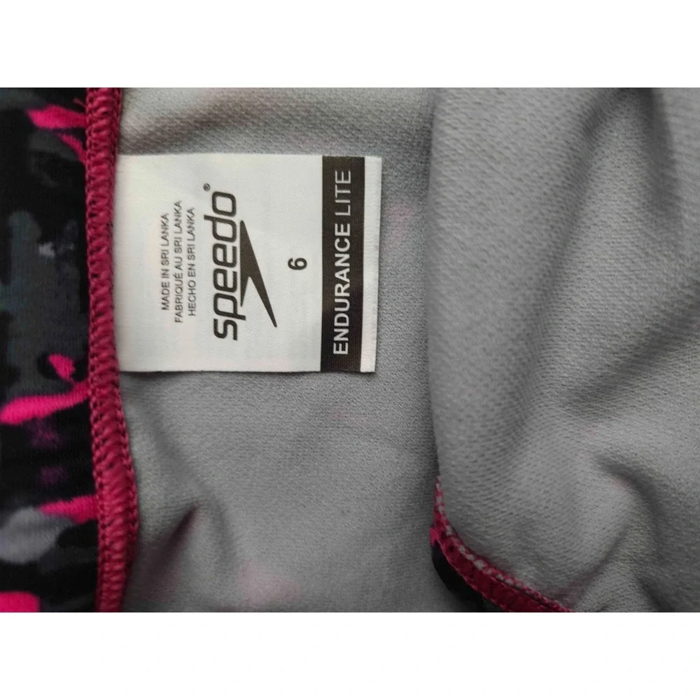 Speedo Endurance Lite Swim Bikini Bottoms Womens 6 Pink Black Camo Athletic NWT